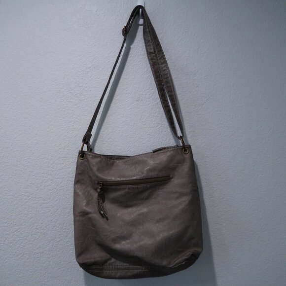 Stone & Co Purse Womens Crossbody Shoulder Strap Adjustable Gray Bucket Bag - Picture 4 of 12